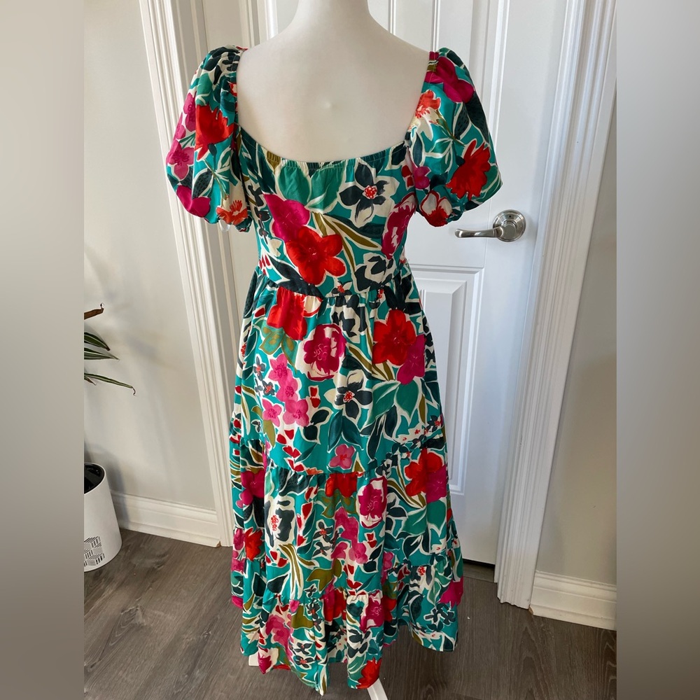 Floral Midi Dress with Puff Sleeves - Picture 4 of 4